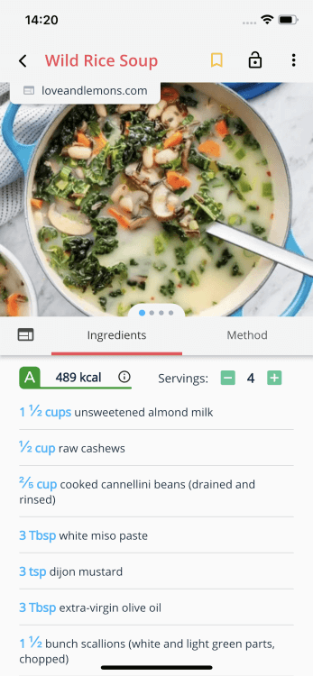 cooking a recipe on the mobile app